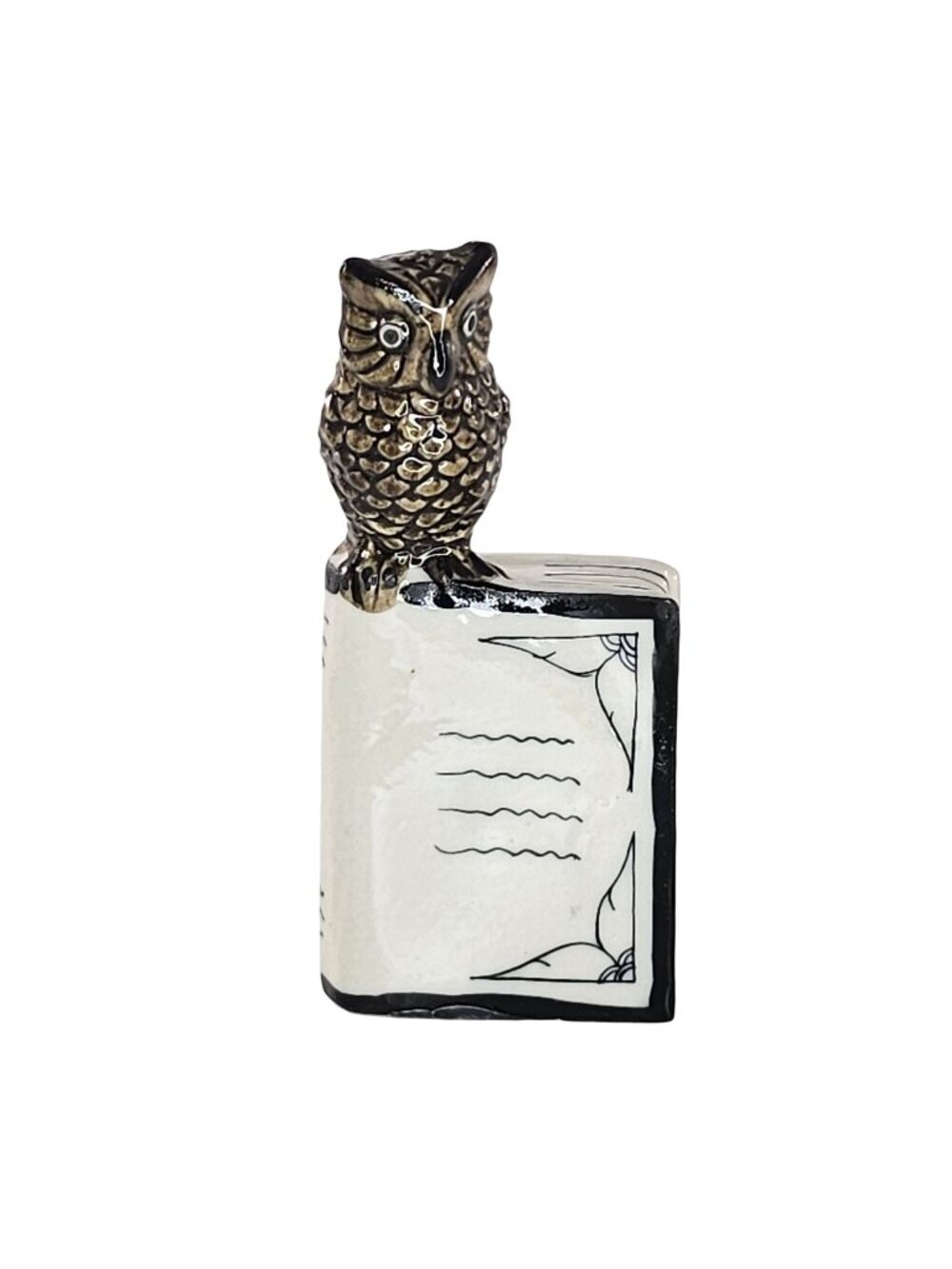 Klima Porcelain Owl On Book Miniature Figurine Collectible Bird Wise Reader